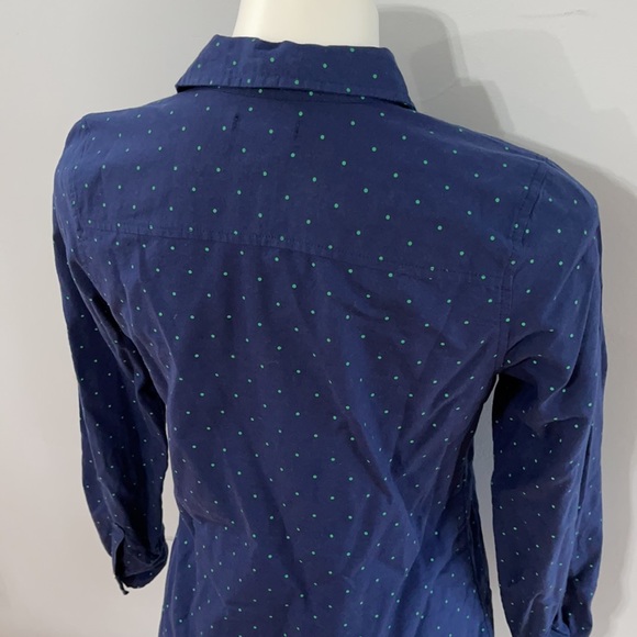 Old Navy Button Down Blue Shirt Green Polka Dot - Picture 6 of 10